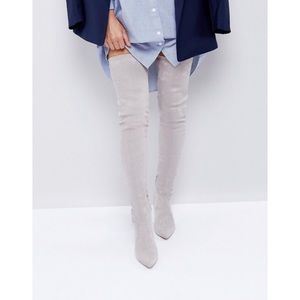 ASOS Light Gray Kendra Over the Knee Boots